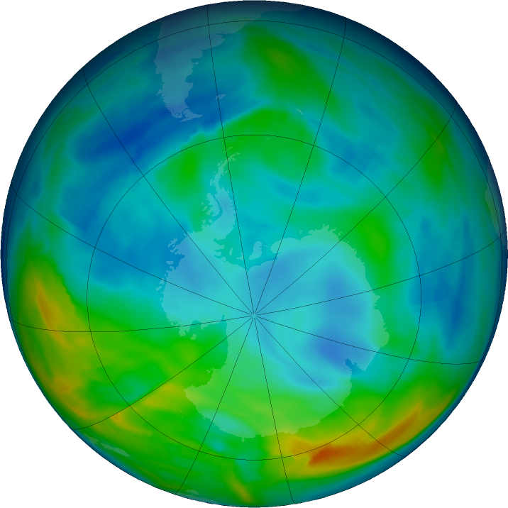 Antarctic ozone map for 03 June 2024
